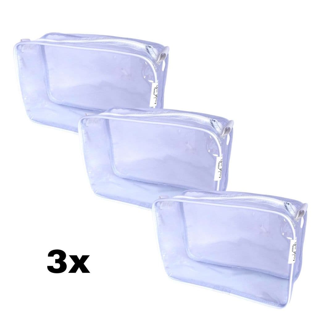 Kit com 3 Necessaire transparente e GELO  23X15