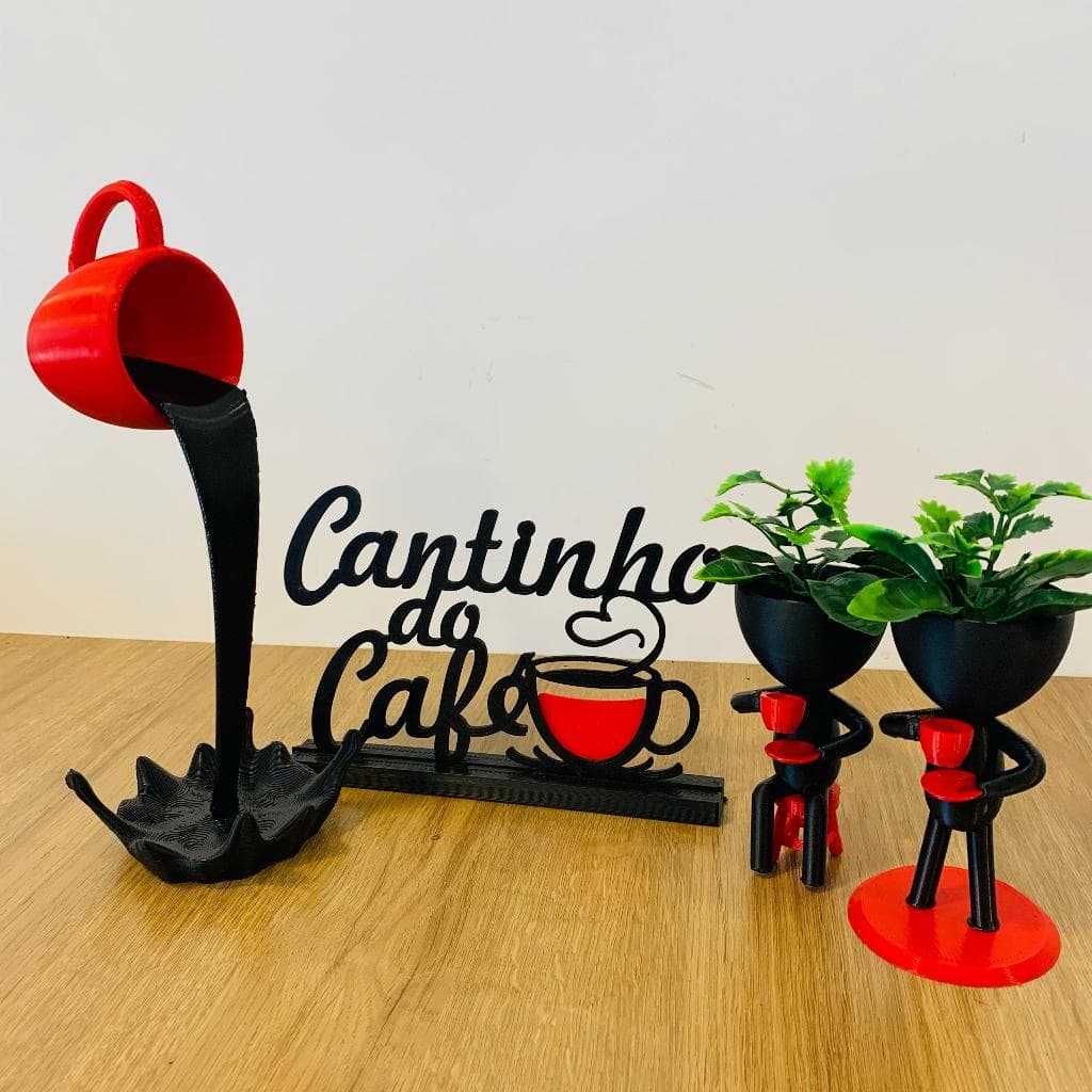 cantinho do café bob com plantas xícara flutuante decoração