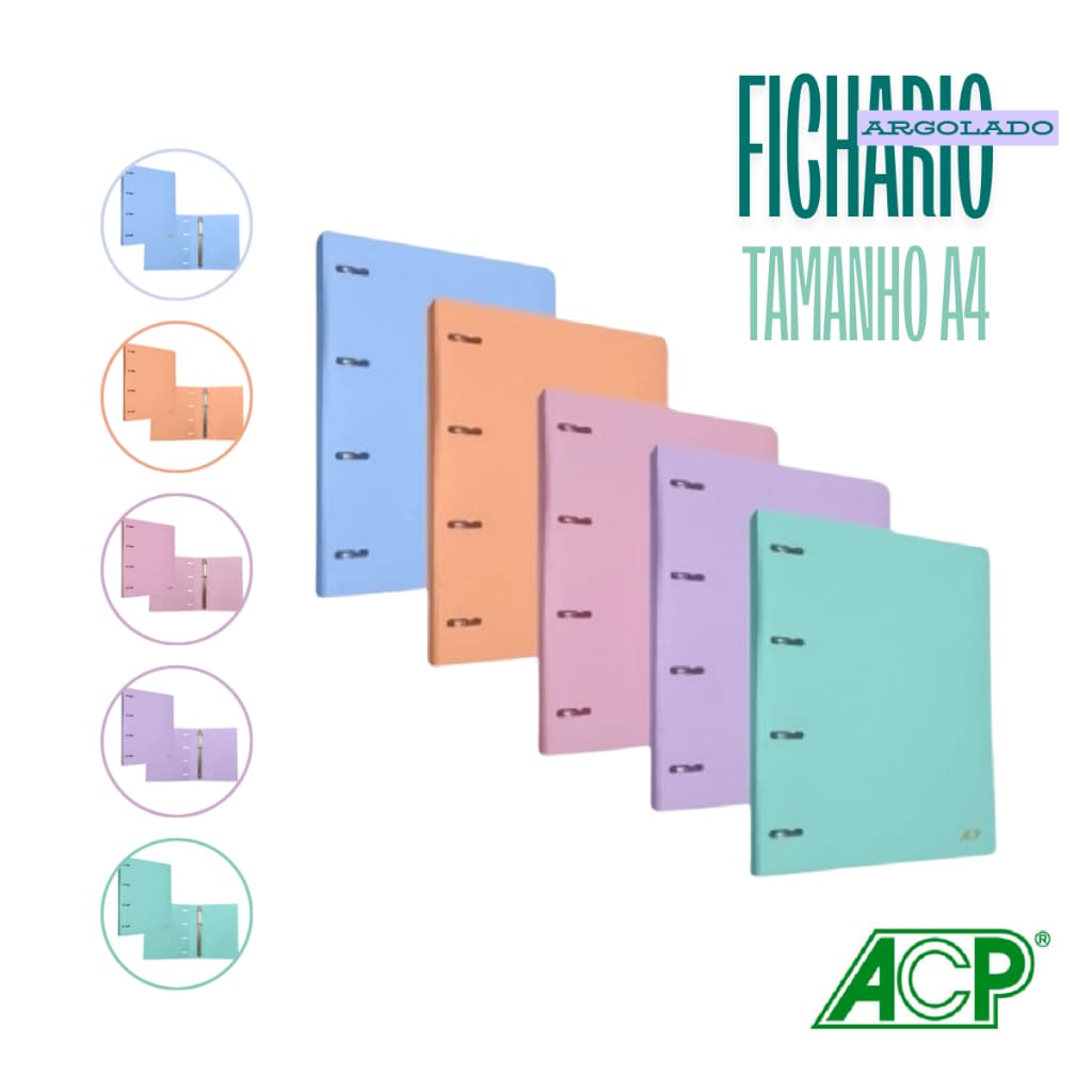 Fichário Argolado  A4 Teen Tons Pasteis ACP
