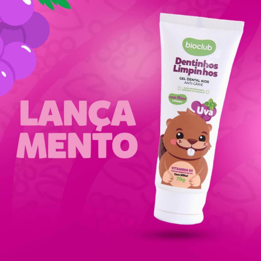 Gel Dental Infantil Com Flúor - Sabor Uva