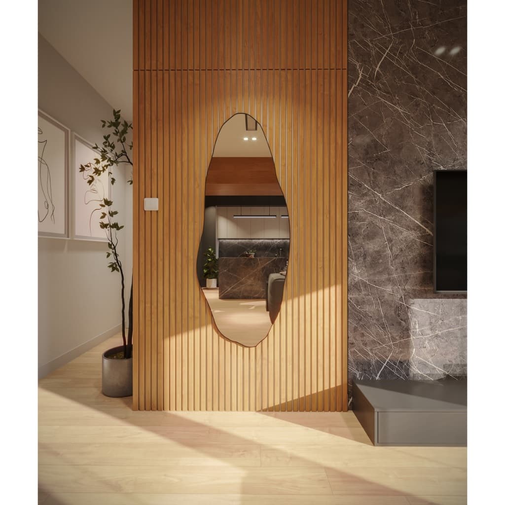 Espelho Organico Moldura em Couro Grande Pinterest Sala Quarto Salão