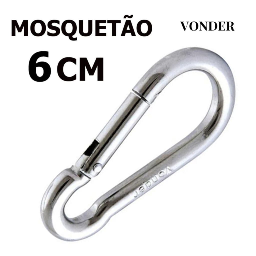 Kit Mosquetão VONDER 6cm Com Trava Suporta Até 120kg - De 1 até 5 unidades!