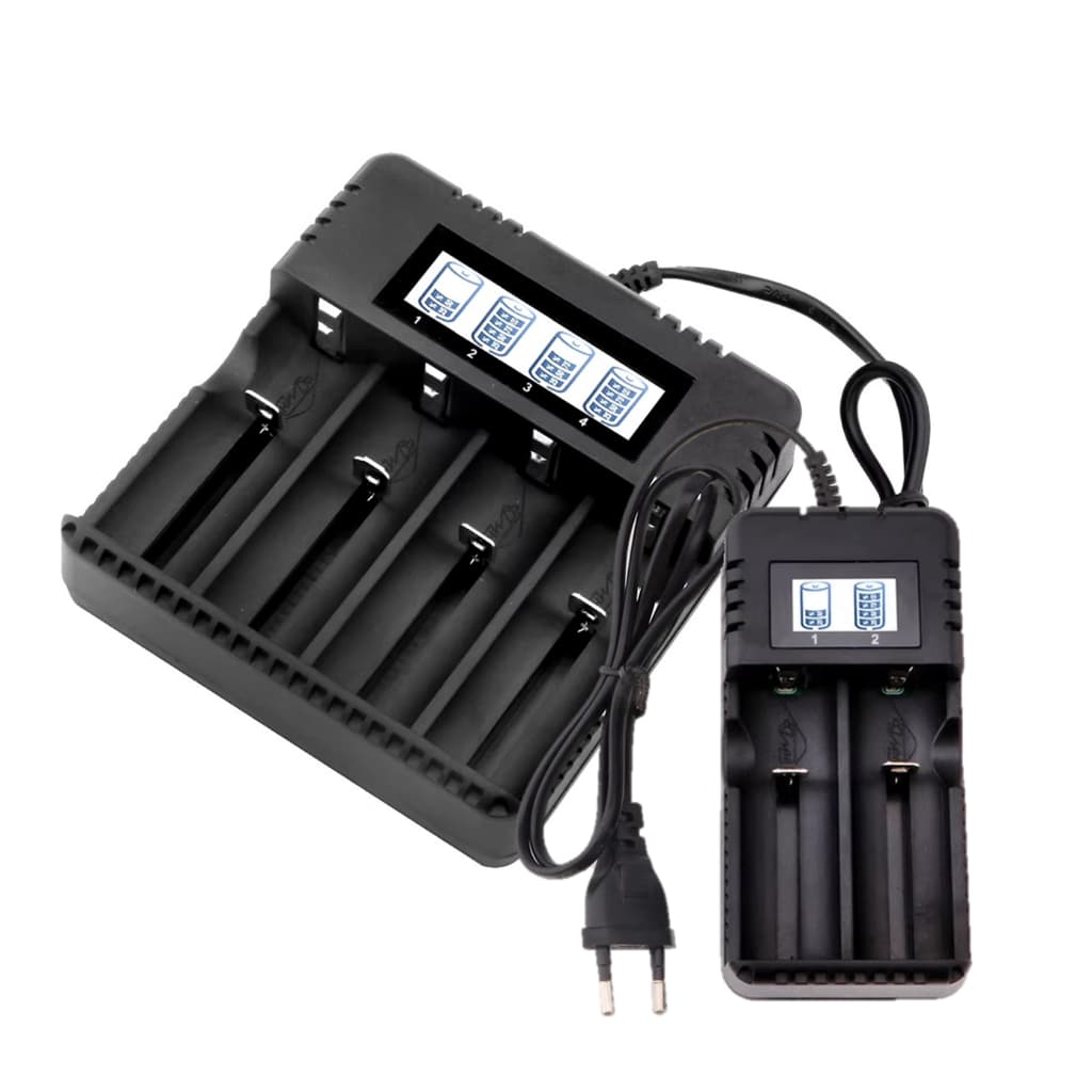 Carregador De Bateria Lanterna Lcd Bivolt 4 E 2 Baterias 26650-18650-14500-16340