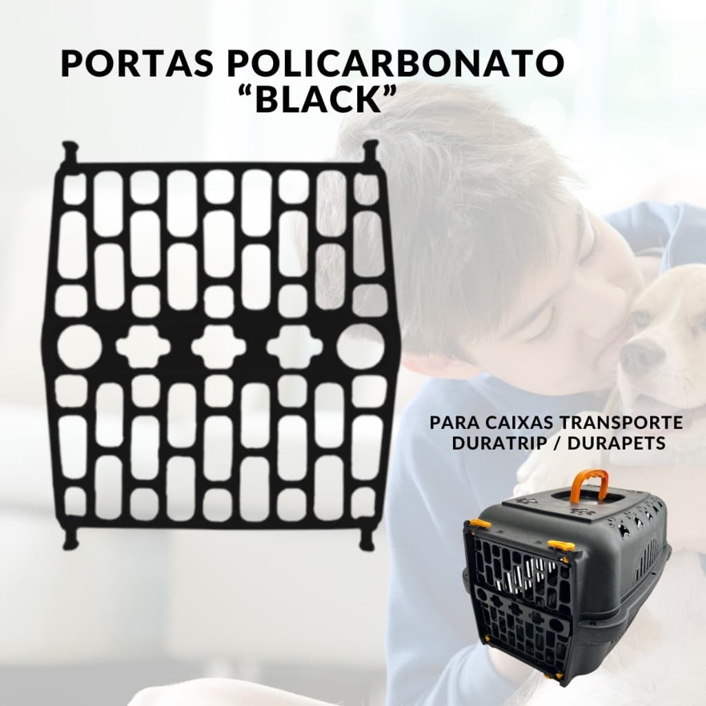 Porta Portinha de Policarbonato Black para Caixa de Transporte Durapets