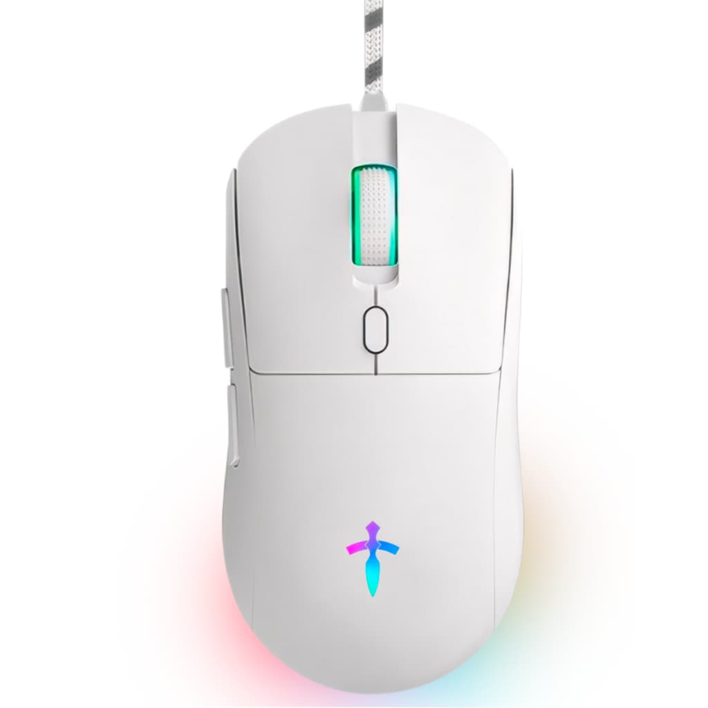 Mouse Gamer Jogo Ergonômico 7200 dpi Óptico Com Fio Led Rgb Usb Pc Computador Branco Preto Titorion