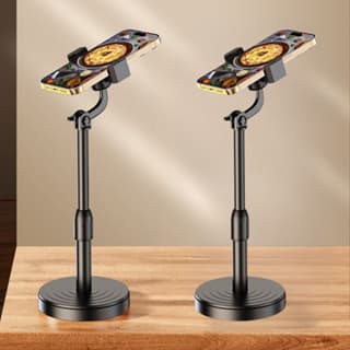 Kit Com 2 Suporte Tripé Para Mesa Com Mini Pedestal Ajustável 360° Ideal Para Gravação De Vídeos