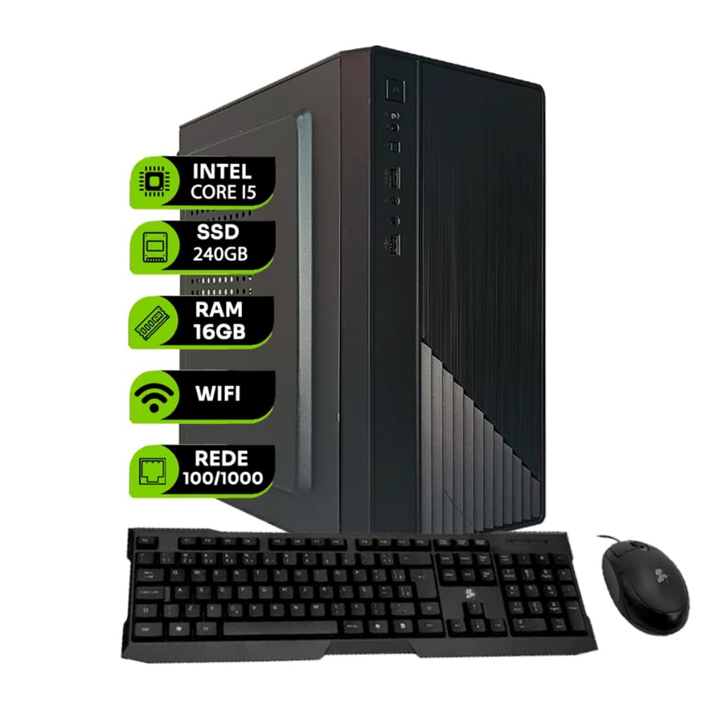 Pc Computador Cpu Intel I5 Ram 16gb Ssd 240gb Teclado E Mouse