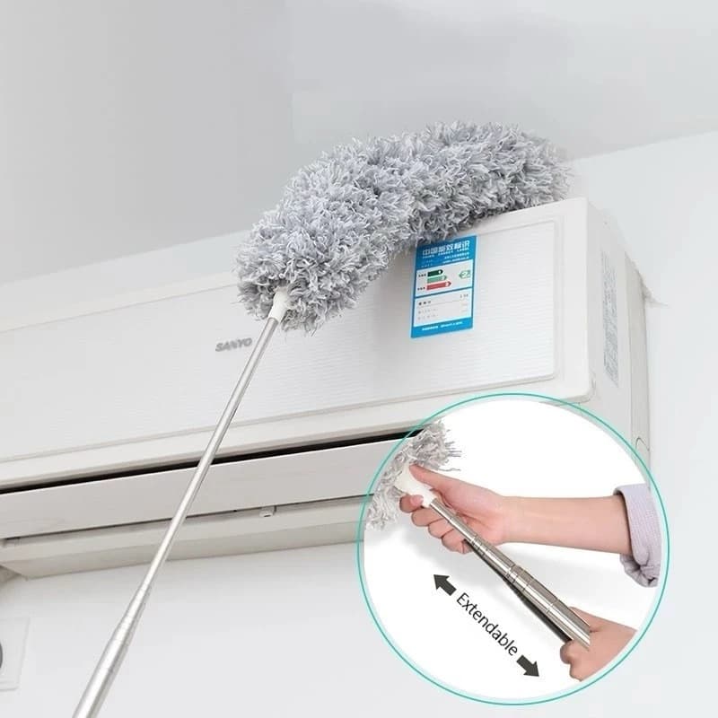 Espanador Extensível 2,80m De Microfibra Flexível Com Cabo de Encaixe Inoxidável Para Limpeza Sem Arranhões