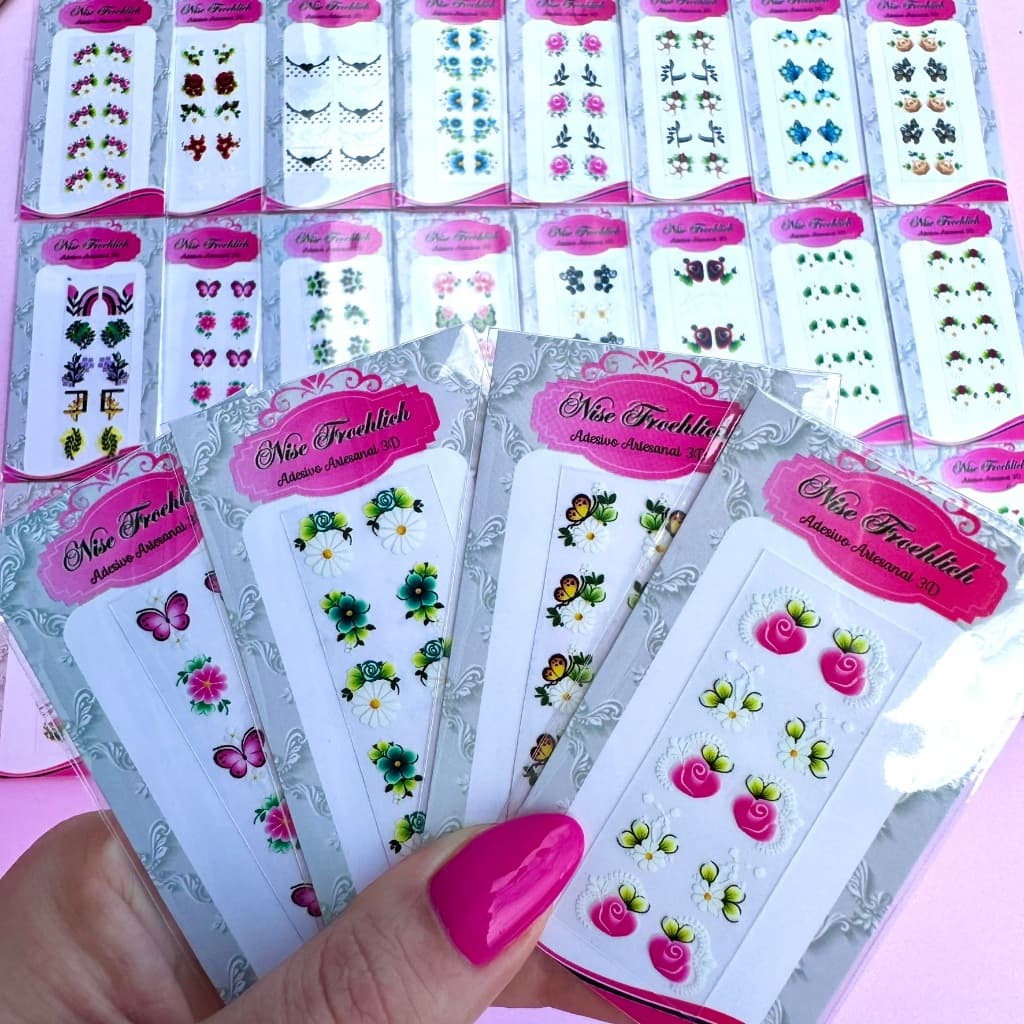 Kit 200 adesivos de unhas para decoração de unha - 20 cartelas