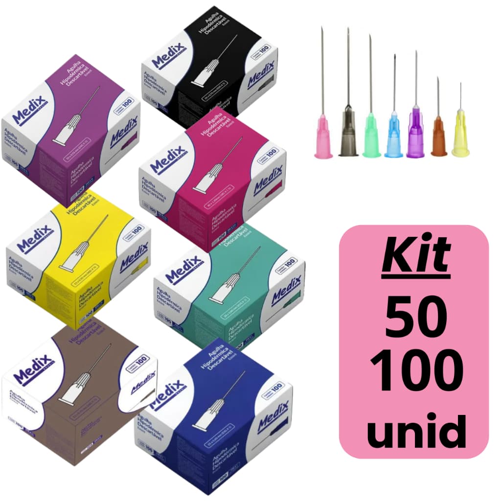 Agulha Hipodérmica Várias Numerações - Medix Kits 50/100 Unidades