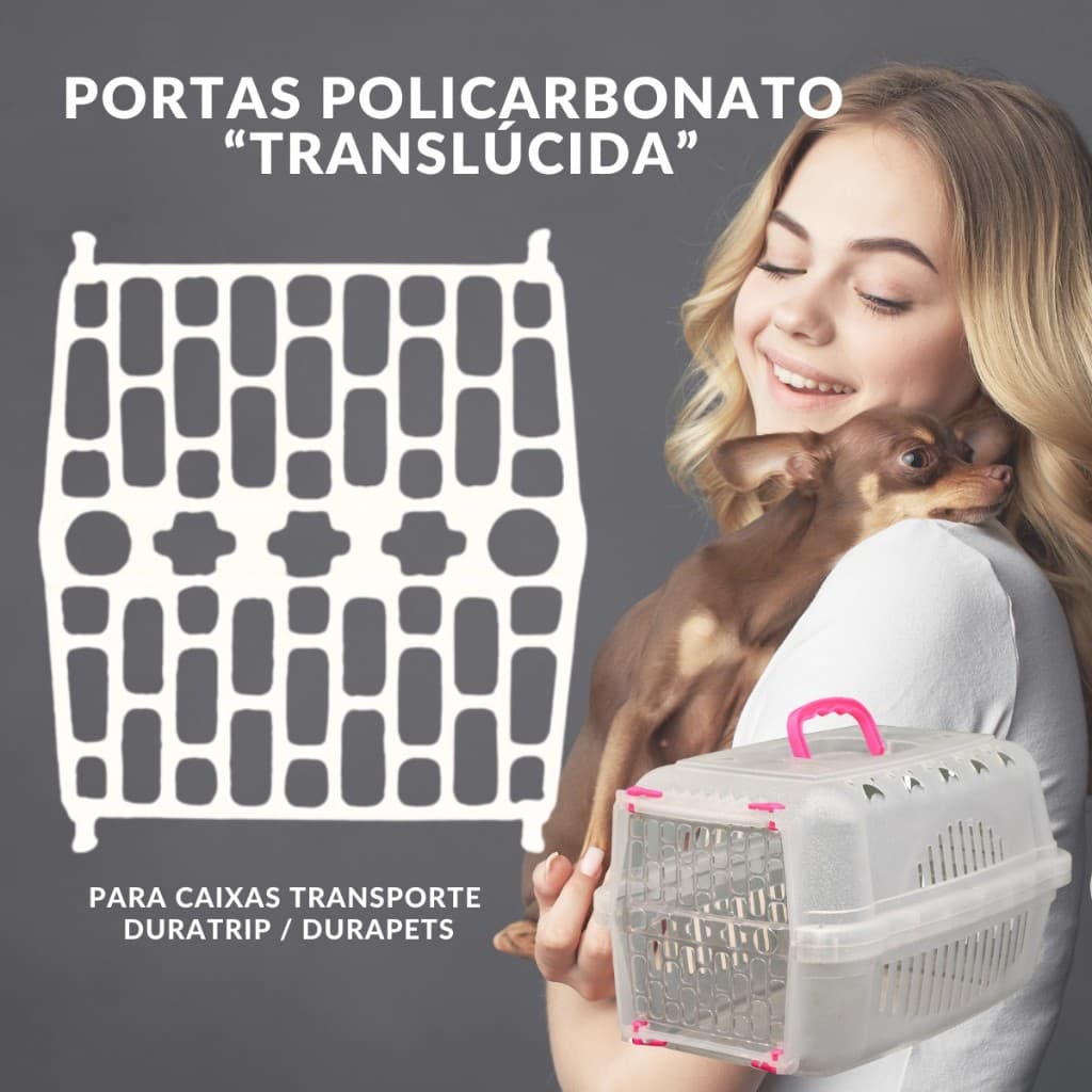 Porta Portinha Policarbonato Translúcida para Caixas Transporte Durapets