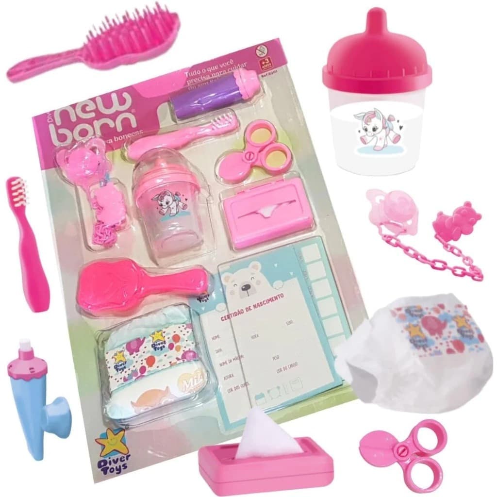Kit Acessorios Para Bonecas  Diver New Born Completo - Divertoys
