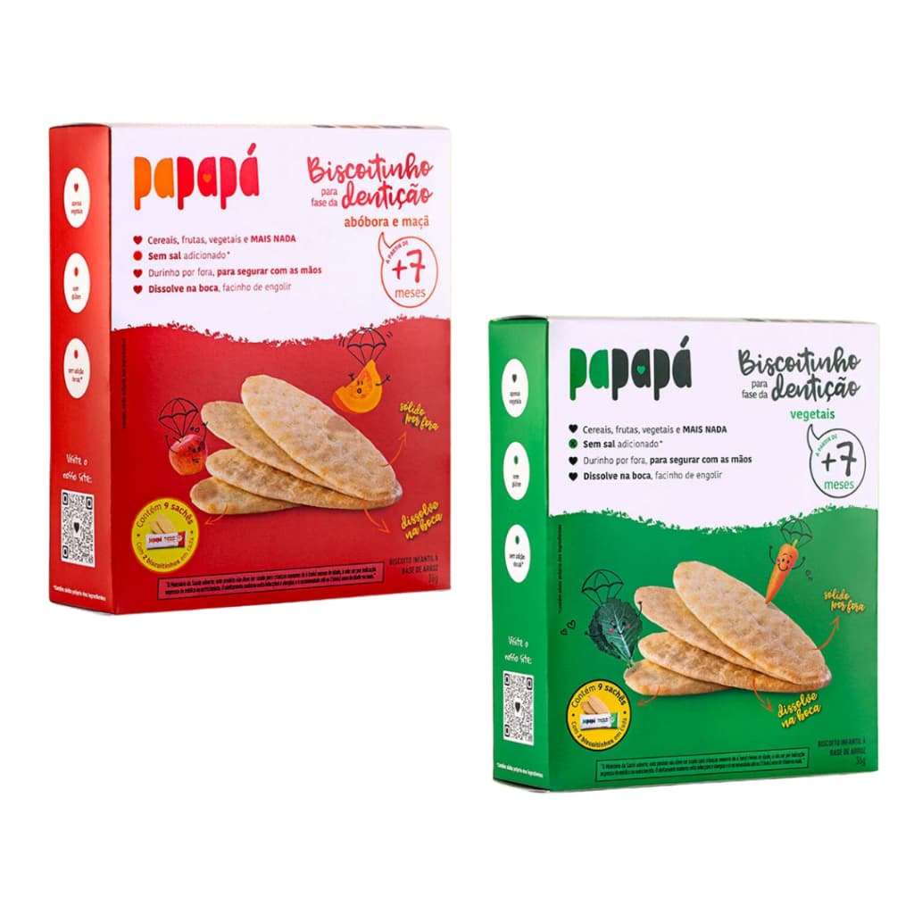 Kit 2 Biscoito Infantil Para Fase De Dentição Papapá 36g