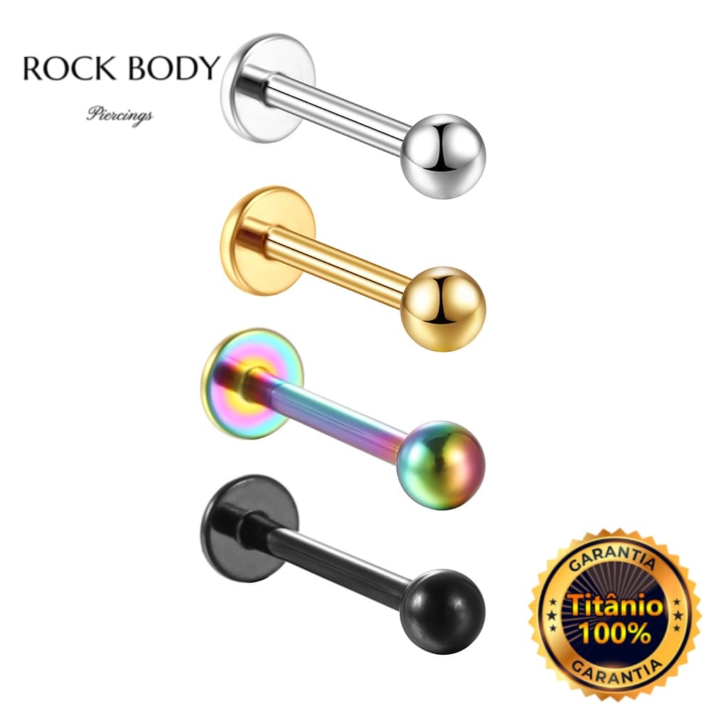 Piercing Labret Titânio Rosca Interna | Helix, Tragus, Conch, Nariz, Boca-Medusa, Outros.