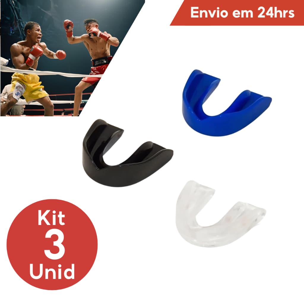 Kit 3 Protetor Bucal Simples Moldável P/ Lutas, Boxe, Muay Thai, MMA