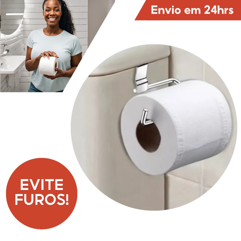 Suporte De Papel Higiênico Para Encaixar Na Caixa Acoplada De Descarga Aço Cromado