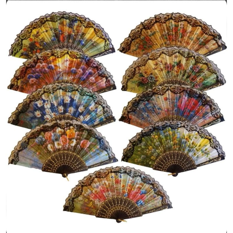 kit com 10 /com 20 Leque de mão chinês com Flores