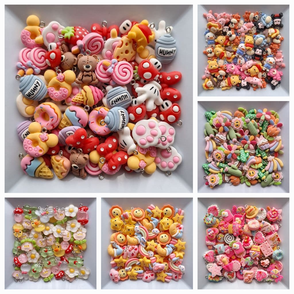 Pingentes Resina Fofos + Anzol de Brinco / Kit Pra Fazer Brincos Divertidos Aesthetic