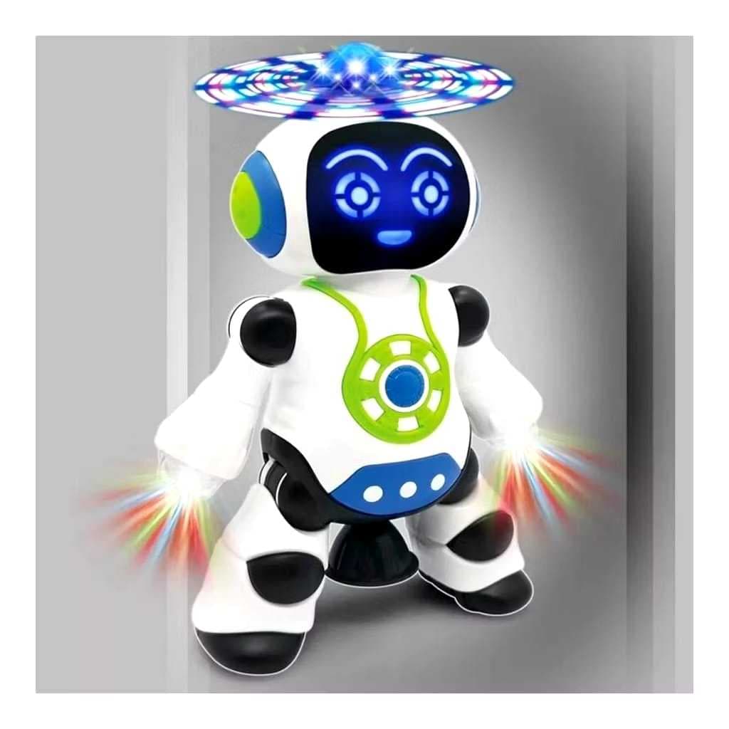 Brinquedo Robô Dança Dançarino Gira 360 Graus Robot Som e Luz Led Música Criança