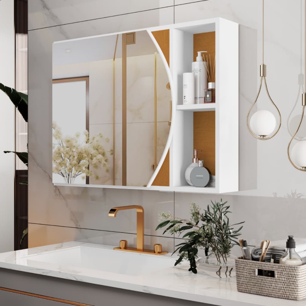 Armário De Banheiro Com Espelho E Prateleira Carolina Mobi Shop Moderno