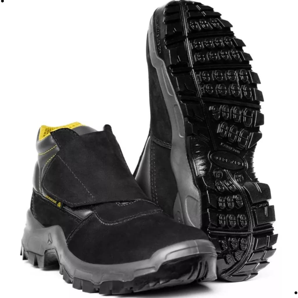 Bota Botina Couro Impermeável Nobuck Velcro Deltaplus Vitoria Bidensidade Conforto Bico PVC CA5437