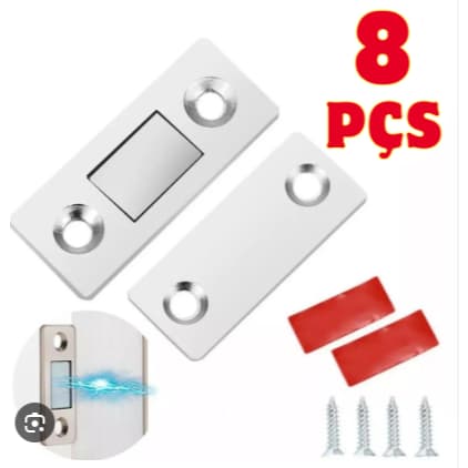 KIT 8 Fecho Magnético De Neodímio Trava P/ Porta Armário Guarda Roupa
