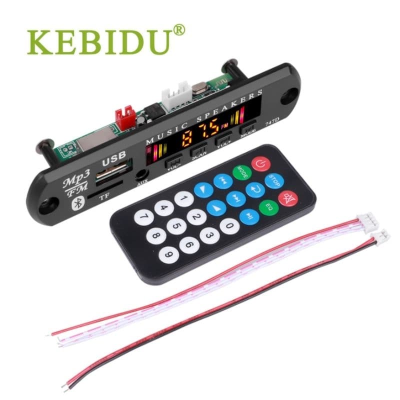 Placa Decodificadora Sem Fio Bluetooth 5.0 12V USB Cartão TF Rádio FM Para Caixa de Som e Carro MP3