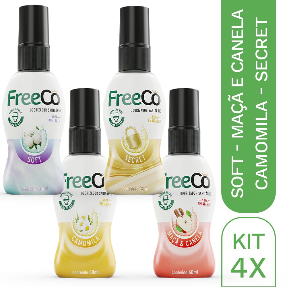 FreeCô Novas Fragrâncias 60ml - Kit com 4