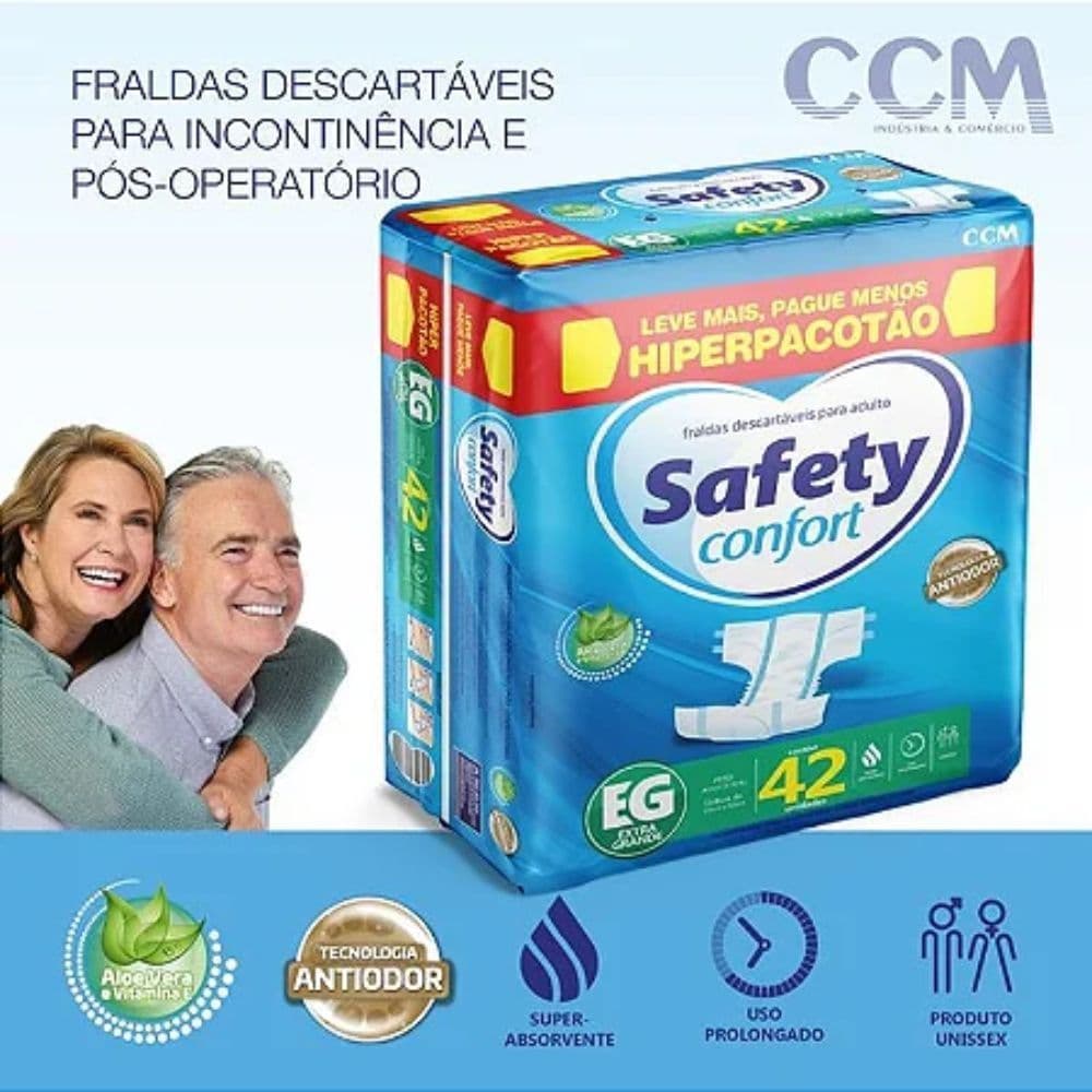 Fralda Safety Confort Pacote Hiper adulta geriátrica
