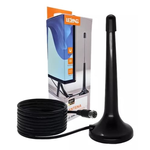 Antena Digital Interna E Externa Hdtv Uhf Cabo De 5 Metros