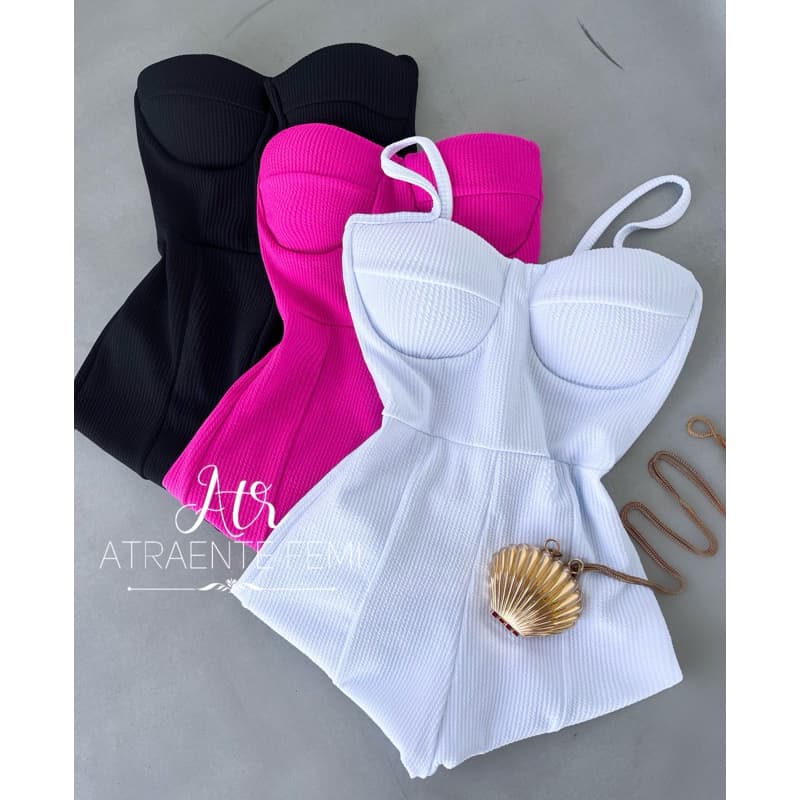 NEW MACACÃO FEMININO JUSTO VIVI COM BOJO ALÇA TENDENCIA ESTILOSO COM ELASTANO VESTE P M G