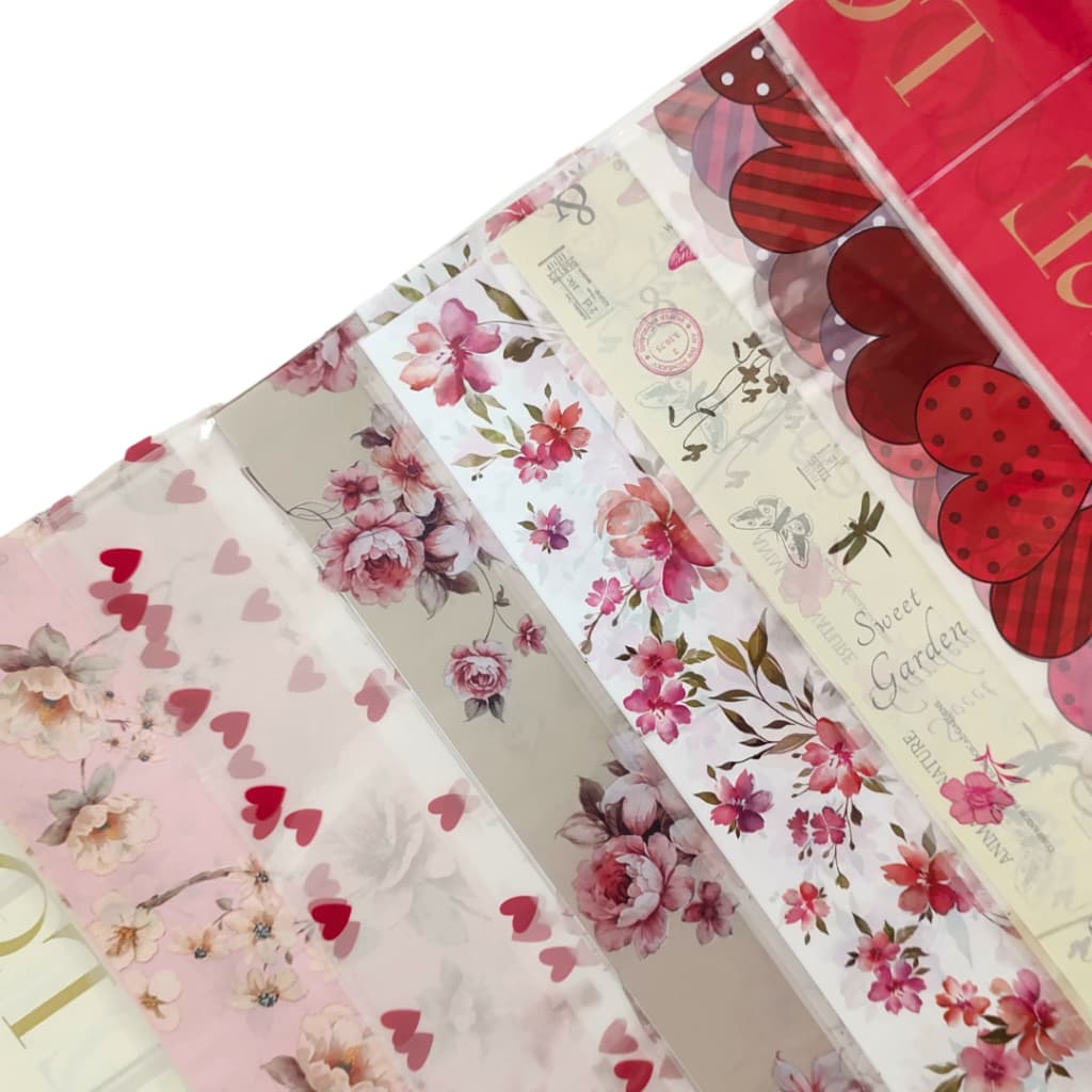 Saco para Cesta Celofane Embalagem 45x59 Decorado com 25 - Sortidos Estampas Misturadas