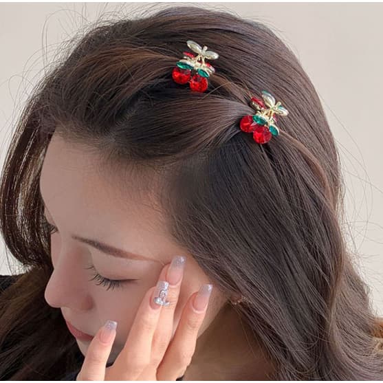 Grampo de cabelo pequeno cereja, pequeno, requintado e fofo