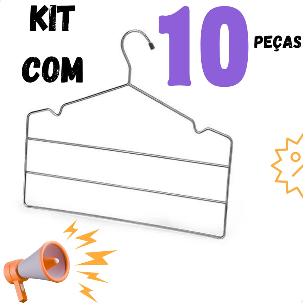 Cabide Triplo para Calça Short Vestido Reforçado Organizador Prático