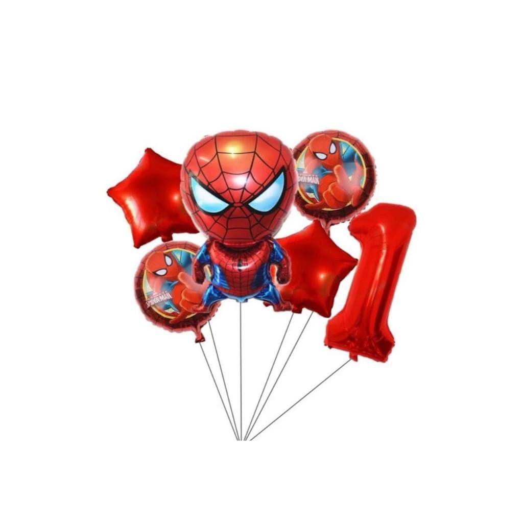 Kit 6 Balão Metalizado Homem Aranha - Número Vermelho 40cm