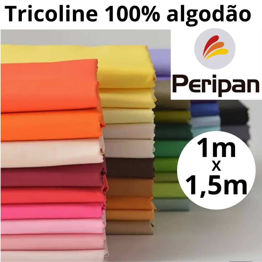Tecido Tricoline PERIPAN Liso Várias Cores 100% Algodão 1m x 1,50m