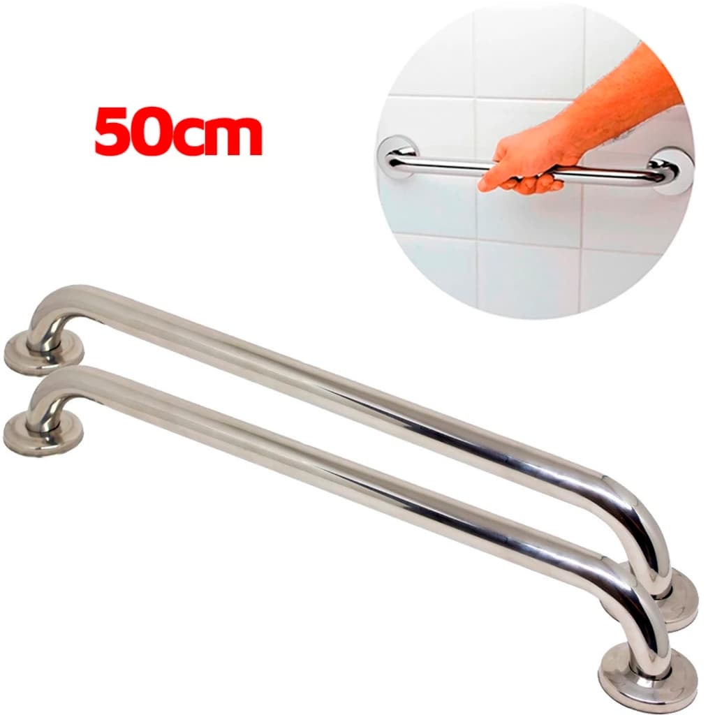 KIT 2 ALÇA / BARRA DE APOIO / SUPORTE PARA PAREDE INOX 50CM
