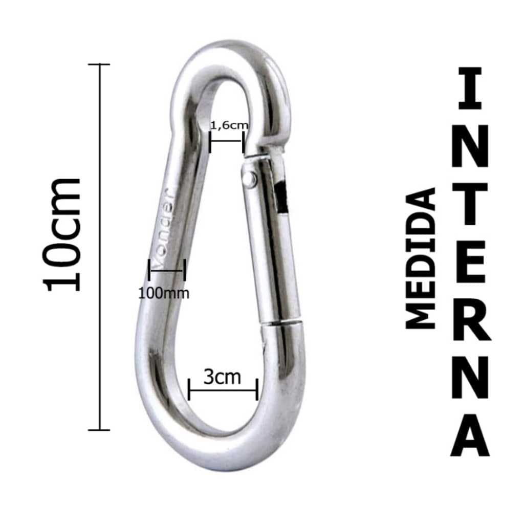 2 Mosquetão 10cm Academia Suporta 350kg - 2 Unidades