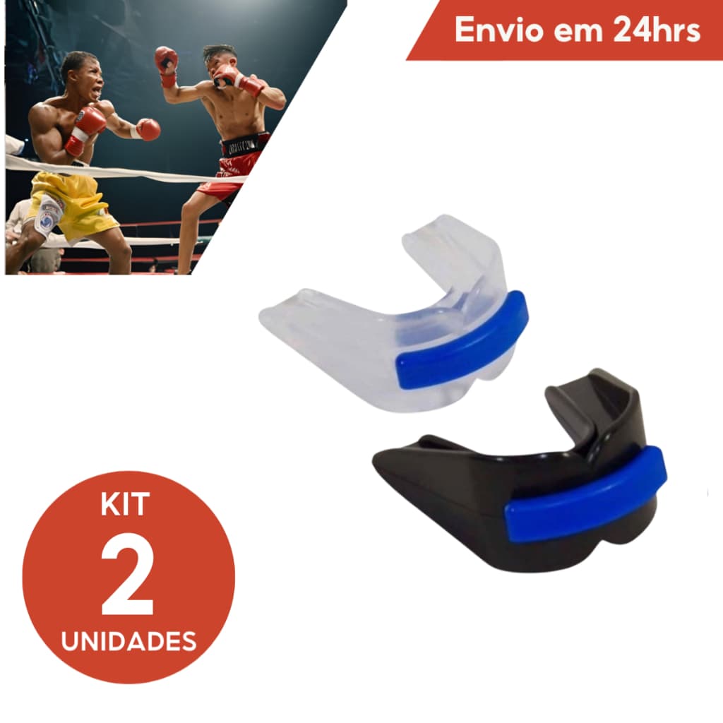 Kit 2 Protetor Bucal Duplo P/ Lutas Boxe MMA Jiu-Jitsu Moldável Profissional