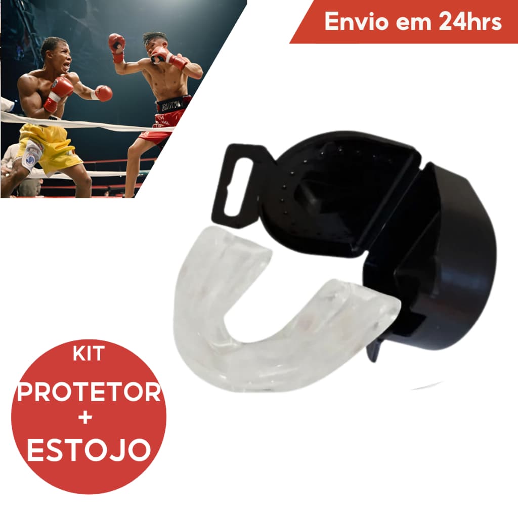 Protetor Bucal Luta Simples Moldável Água Quente Com Estojo