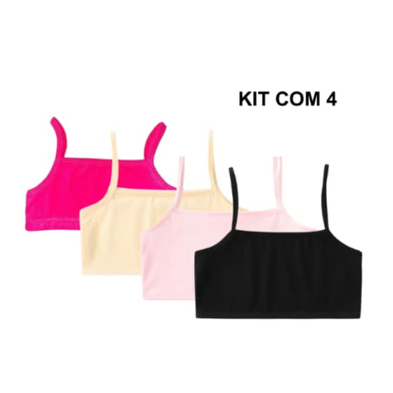 Kit 4 TOP cotton algodão liso infantil juvenil  pré adolecente uniforme escolar