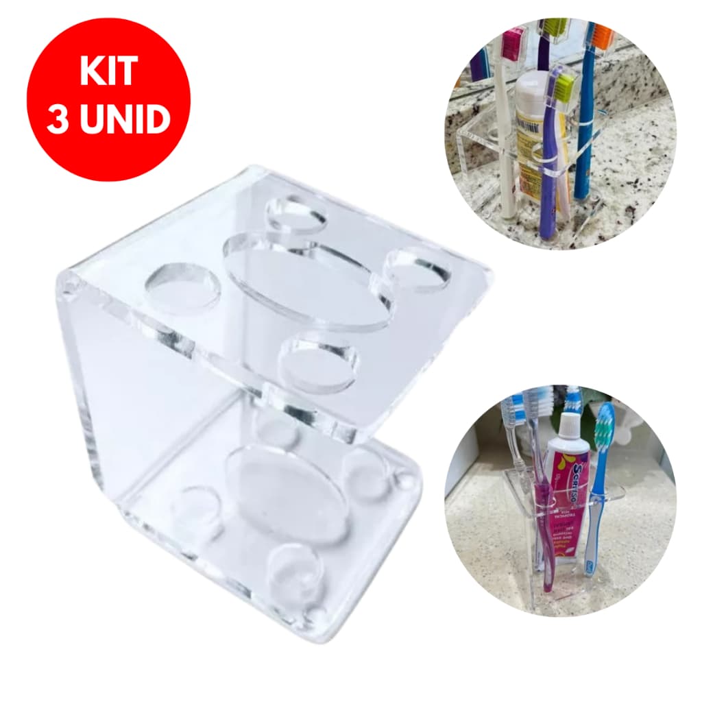 Suporte Para Escova E Pasta De Dentes De Acrílico Cristal