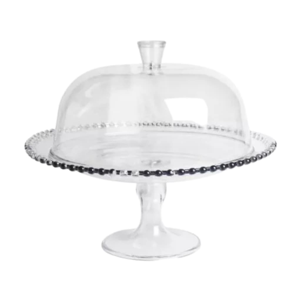 Boleira Tampa Acrílico Prato Bolo Transparente Pé Centro de Mesa Decoração Redonda Bandeja Enfeite