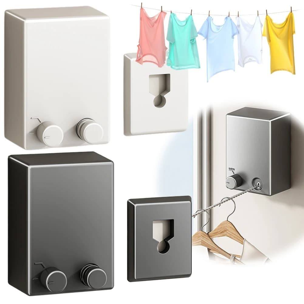 Varal De Parede Retrátil Fio Aço Inoxidável Suporta Até 20kg