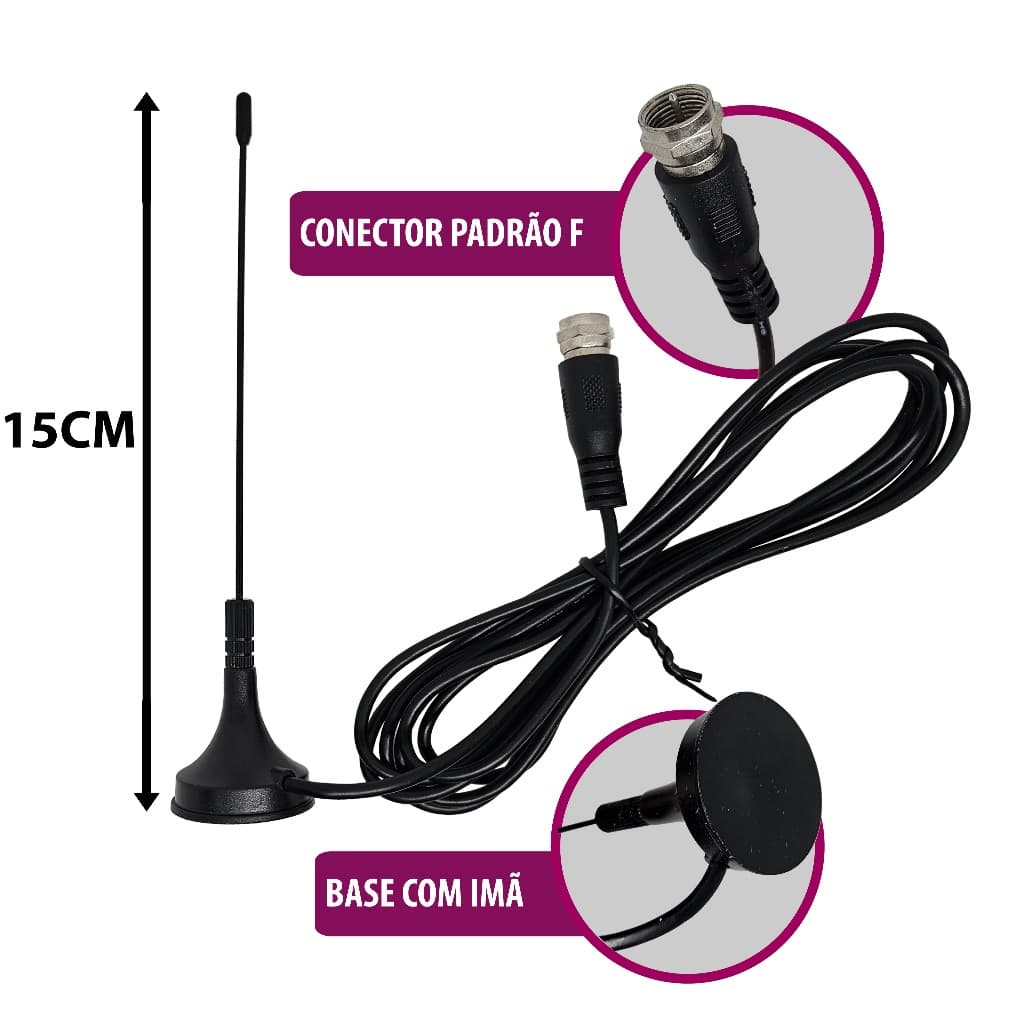 ANTENA DIGITAL INTERNA MINI VH F, UHF, DTV E HDTV