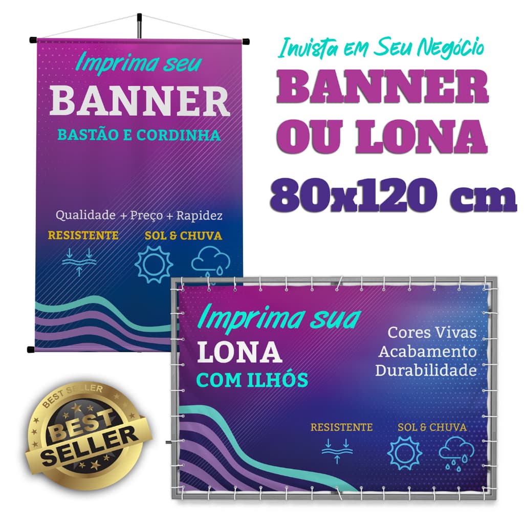 Banner 80 x 120 cm Banner Personalizado, Letreiro, Banner com Foto, Loja e Evento - ENVIE SUA ARTE