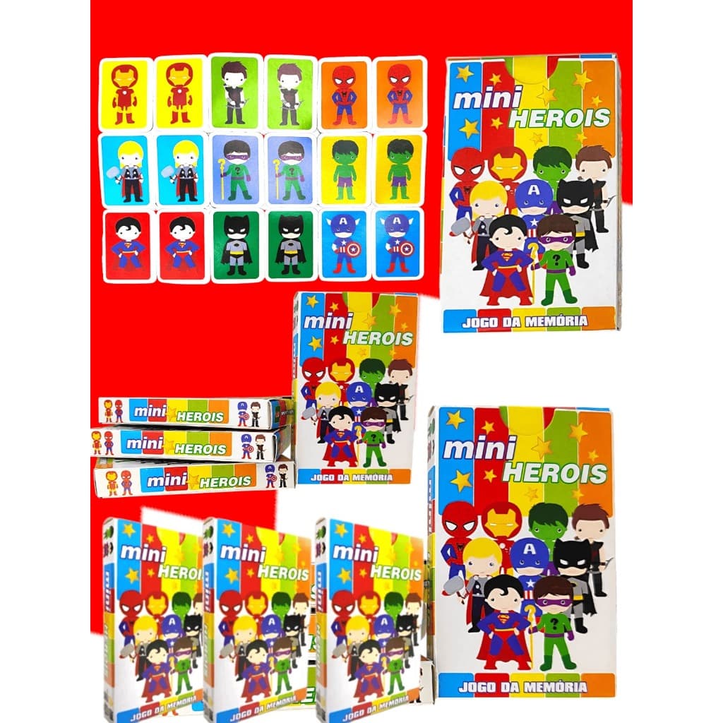 Kit 20 Jogo Da Memoria Mini Herois Infantil P/ Kit Festa Aniversario Lembrancinha Quermesse novo