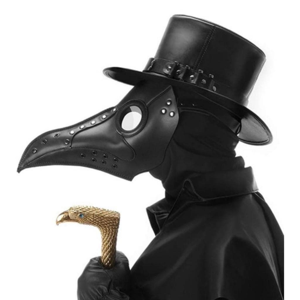 Máscara Médico Peste Negra Bico de Corvo Halloween Preta para Fantasias
