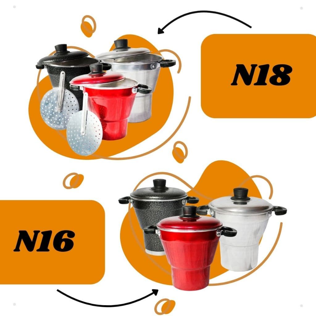 Cuscuzeira Alumínio N18 GRANDE Cuscuz Nordestino Várias Cores Porção Única