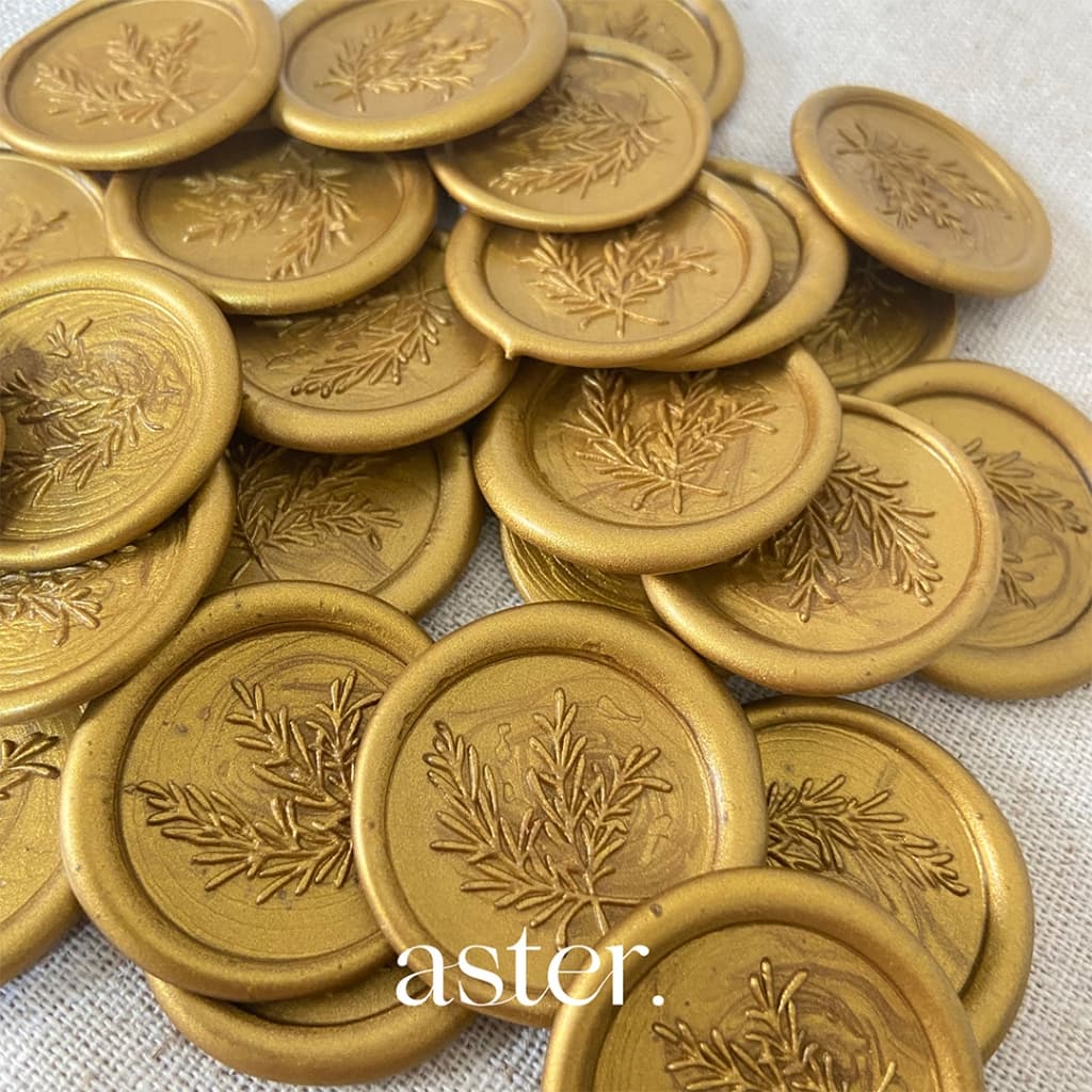 Lacre de cera dourado para convite de casamento, 15 anos e formatura